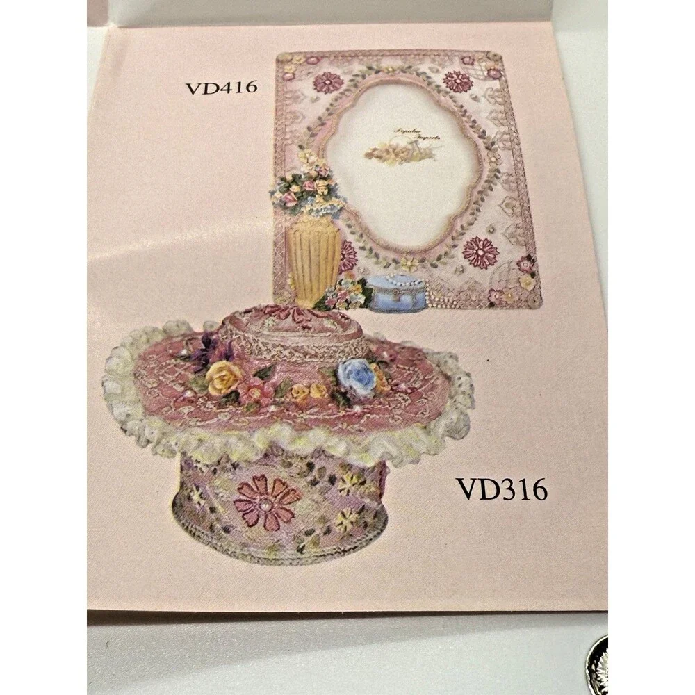 1999 Victorian Floral Hat Trinket Jewelry Box‎ Nostalgic Vintage Rare Hinged NEW